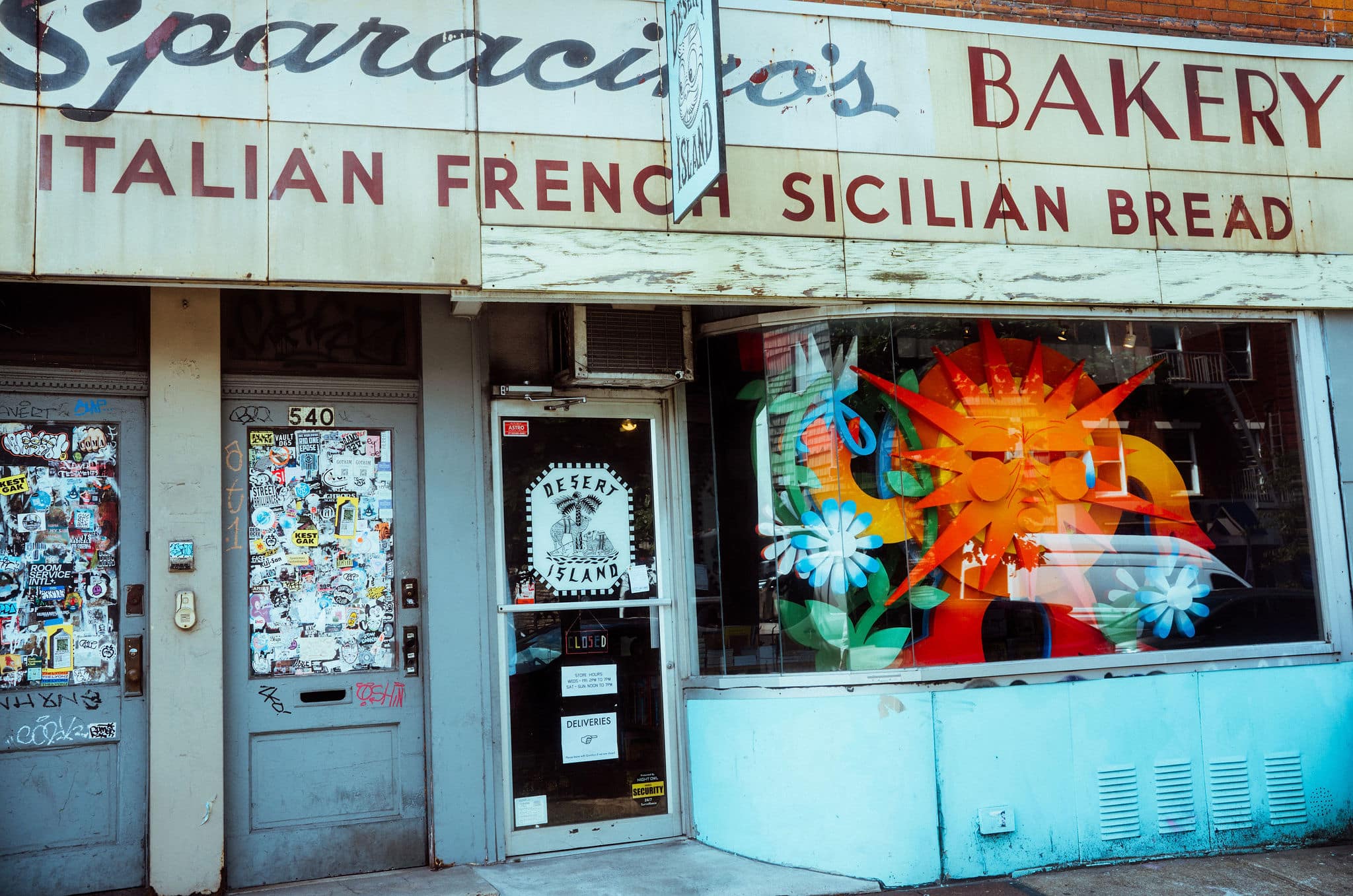Bakery store front, italian french sicilian bread